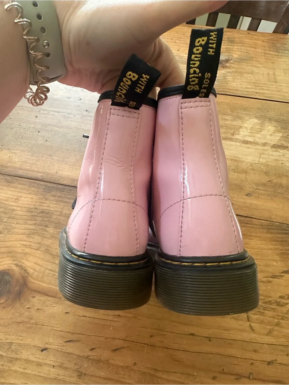 Dr. Martens Pink Patent 1460 J Combat Boots Size 2
